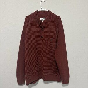 Duluth‎ Trading Co Sweater Mens Size 3XL Rust Red Henley Mock Neck Ribbed Warm